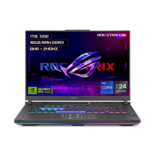 Bundle Laptop Gamer Asus Rog Strix G16 Intel Raptor Lake i9 16 pulg. 1tb SSD 16gb RAM más Mochila