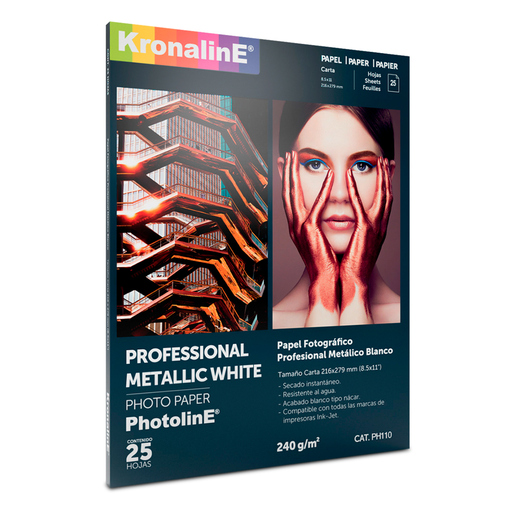 Papel Fotográfico Kronaline Metálico Blanco 25 hojas