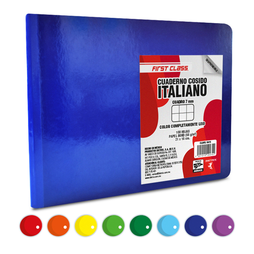 Cuaderno Forma Italiana First Class Cuadro Grande Colores 100 hojas  