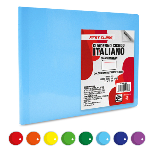 Cuaderno Forma Italiana First Class Blanco Colores 100 hojas 