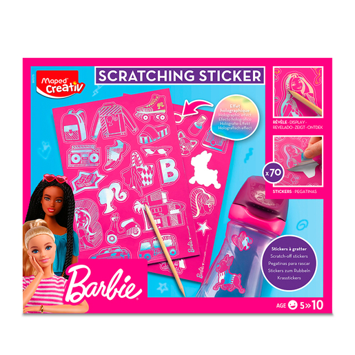 Stickers con Scratching Maped Barbie 4 hojas