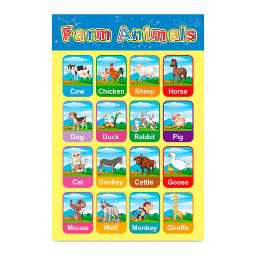 Póster Educativo Office Depot Animales de la Granja Inglés y Español