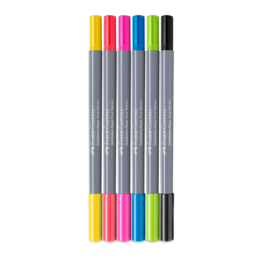 Marcadores de Tinta Base Agua Faber Castell Doble Punta 0.4mm Colores 6 piezas