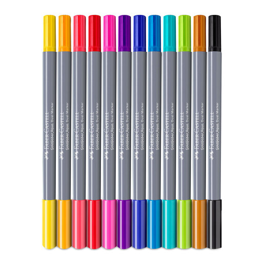 Marcadores de Tinta Base Agua Faber Castell Doble Punta 0.4mm Colores 12 piezas