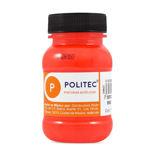 Pintura Acrílica Politec Rojo Fluorescente 100 ml 