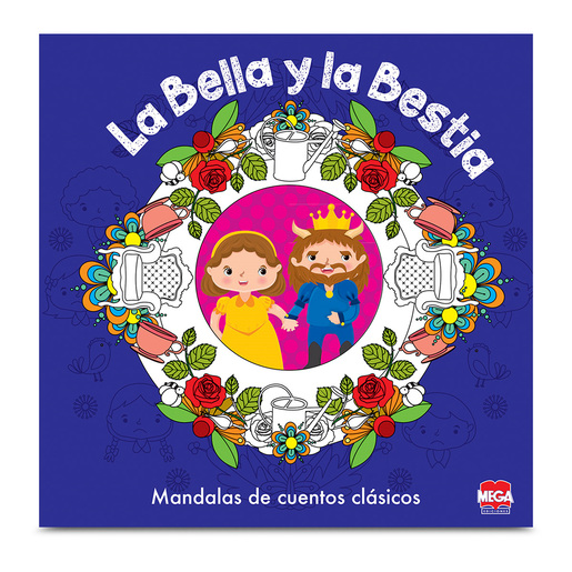 Libro de Mándalas para Colorear Mega Ediciones La Bella y la Bestia 