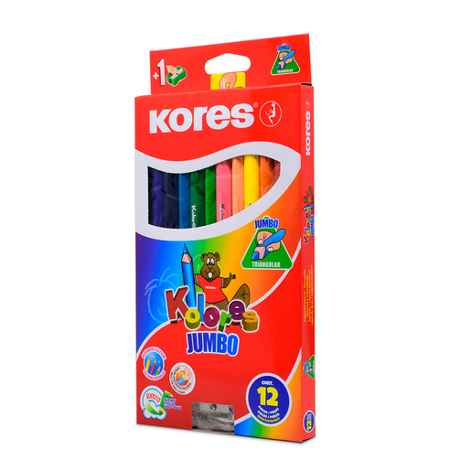 Lápices de Colores Jumbo Triangulares Kores 12 piezas