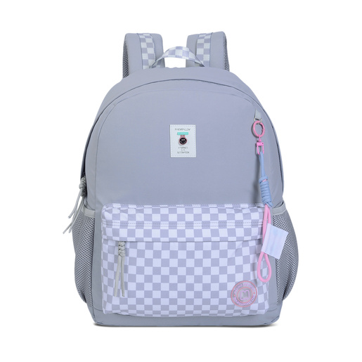 Mochila Escolar Marshmallow Gingham Grey Gris