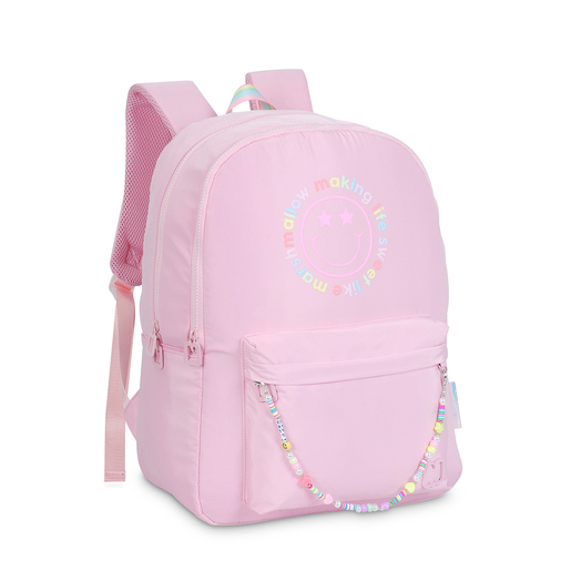 Mochila Escolar Marshmallow Happy Pink Rosa Pastel