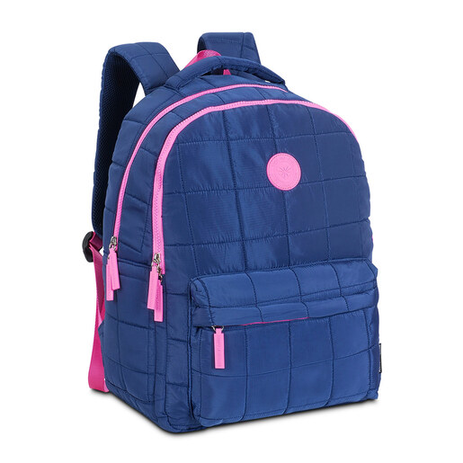 Mochila Escolar Marshmallow Blossom Navy Azul Marino con Rosa