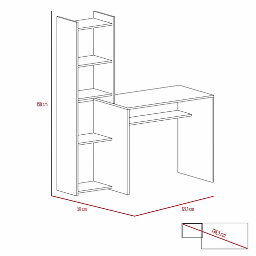 Escritorio en L para Computadora Excelsior Napoli 5 estantes Madera 