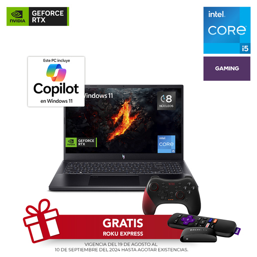 Laptop Gamer Acer Nitro V15 Nvidia GeForce RTX 3050 Intel Core i5 15.6 pulg. 512gb SSD 8gb RAM más Control Gamer