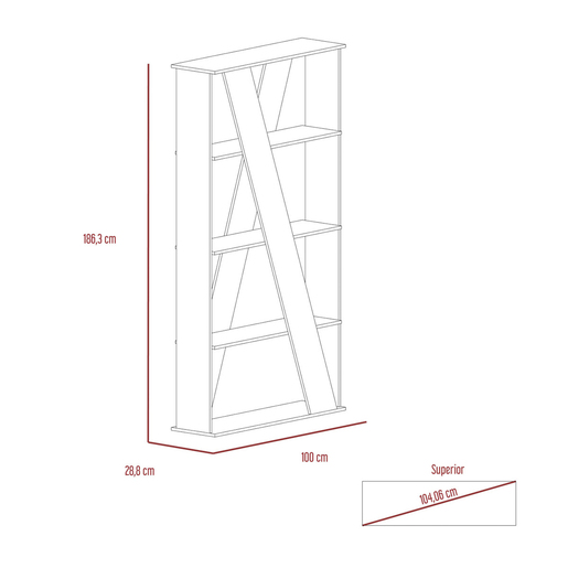 Librero Excelsior Berlín MDF 4 entrepaños Wengue  