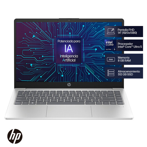 Laptop Hp 14-EP1001LA Intel Core Ultra 5 14 pulg. 512gb SSD 8gb RAM Plata