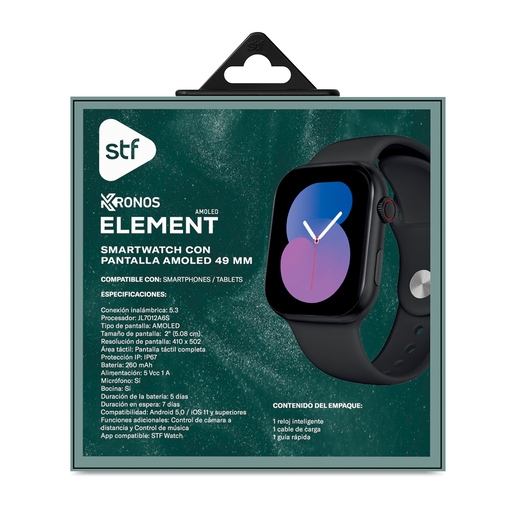 Smartwatch Stuffactory Kronos Element 2 pulg. iOS y Android Negro 