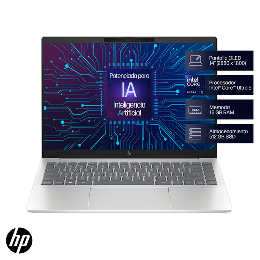 Laptop Hp 14 EW1000LA Intel Core Ultra 5 HD 14 pulg. 512gb SSD 16gb RAM Plata 