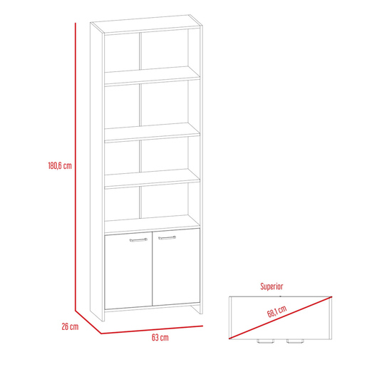 Librero Excelsior Biblioteca Lisa 4 entrepaños Café (Wengué)