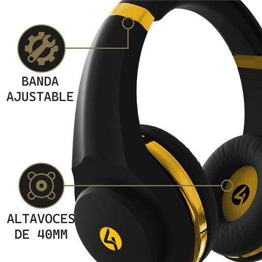 Audífonos Gamer Alámbricos 4Gamers Negro con Dorado