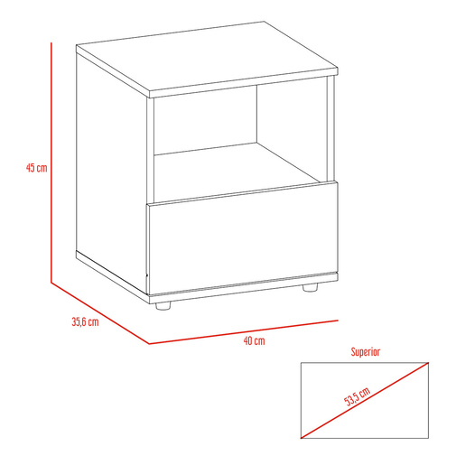 Mesa de Servicio Excelsior Camel 1 cajón Blanco