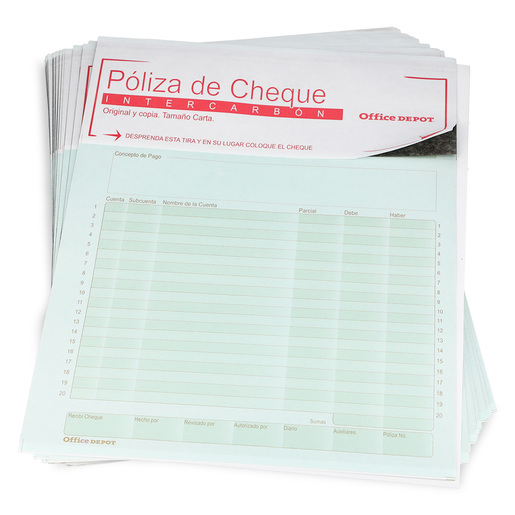 Block de Póliza de Cheque Carta Office Depot | Office Depot Mexico