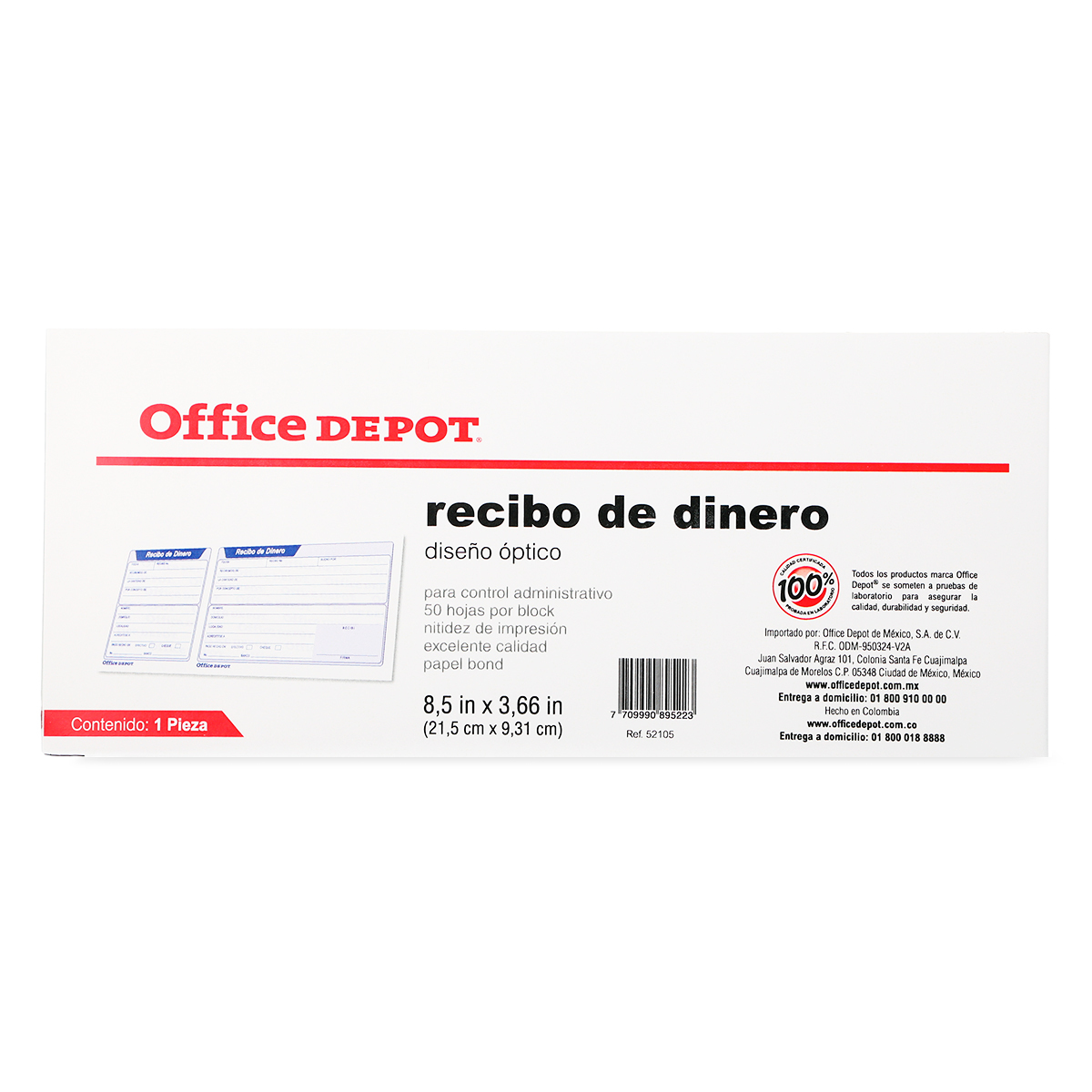 Block de Recibo de Dinero Office Depot 1 pieza | Office Depot Mexico
