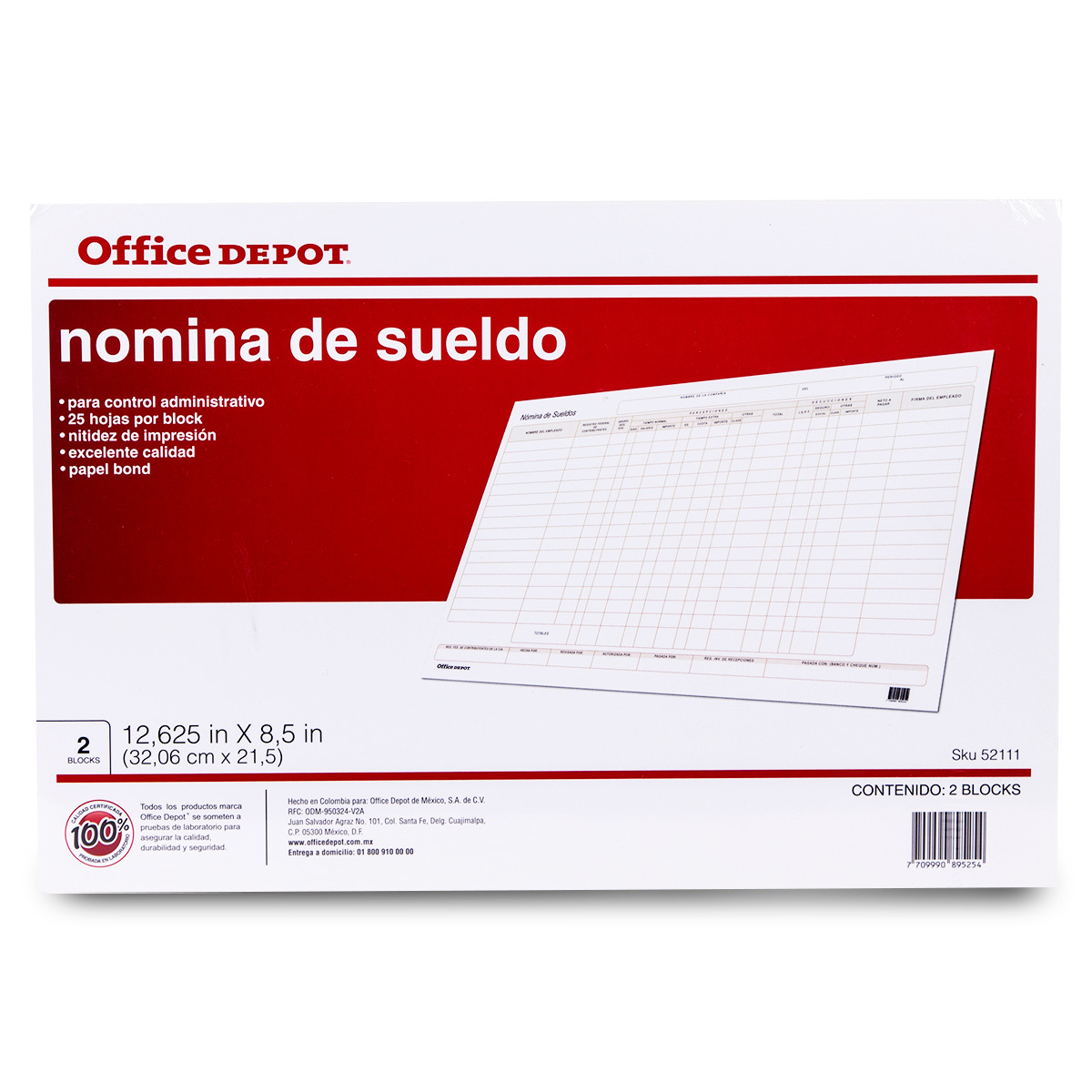 Block de Nóminas de Sueldo Office Depot 2 piezas | Office Depot Mexico