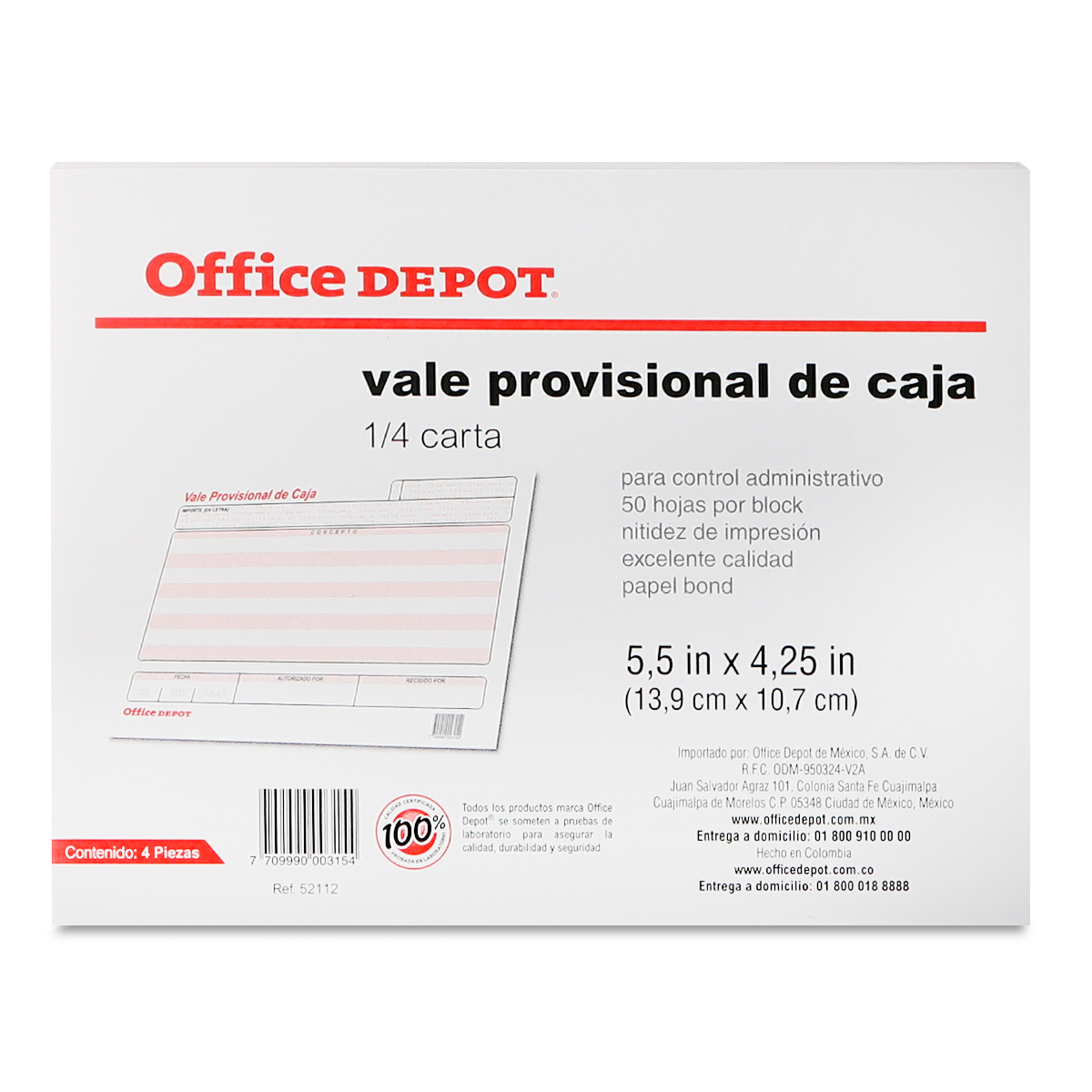 Block de Vale Provisional de Caja Office Depot 4 piezas | Office Depot  Mexico