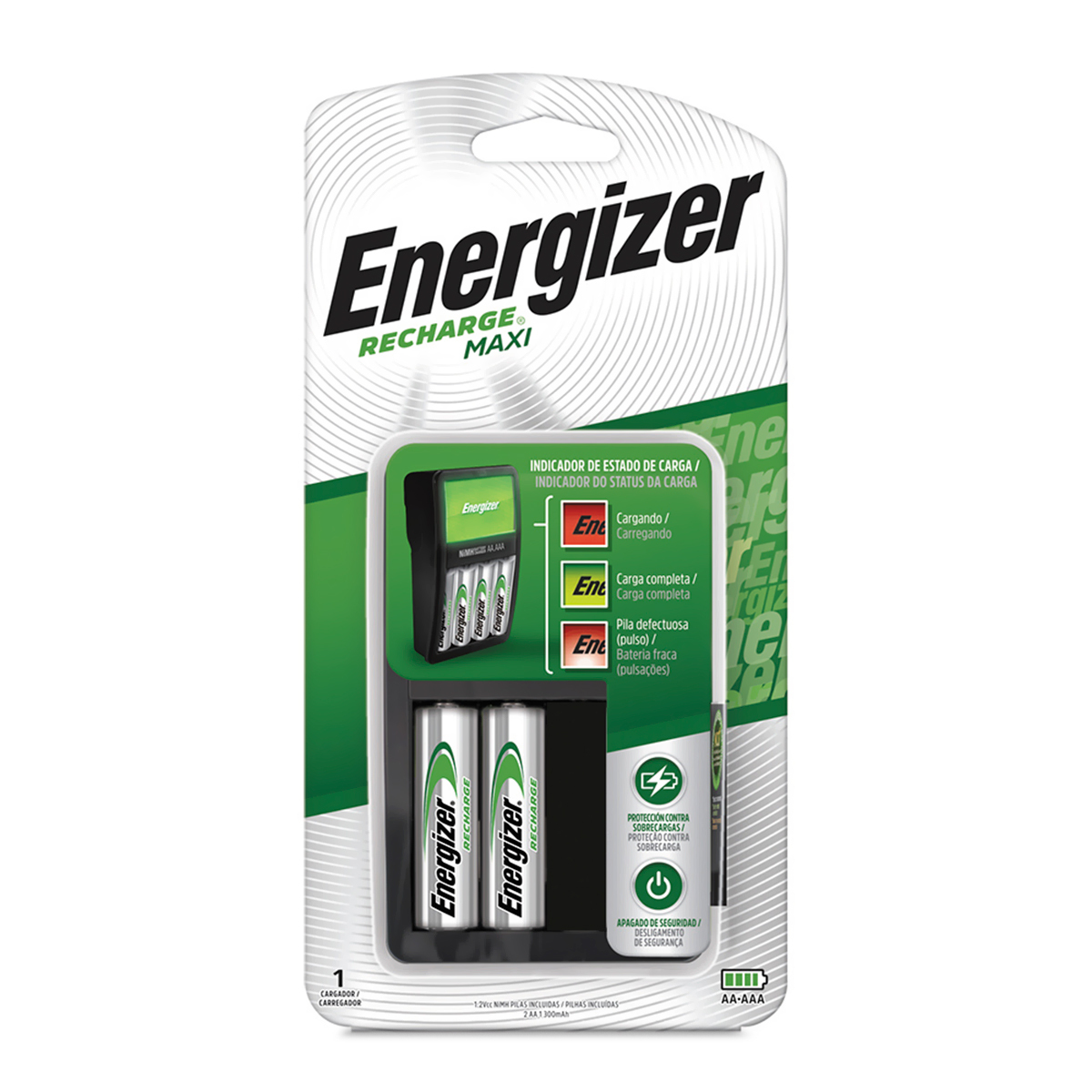 Energizer - Cargador de batería recargable AA y AAA (recarga Pro) con 4  pilas recargables AA NiMH