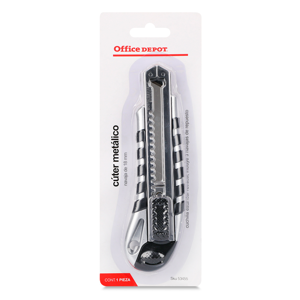 Cutter Profesional con Navaja Retráctil de 18 mm Office Depot Metálico  Plata | Office Depot Mexico