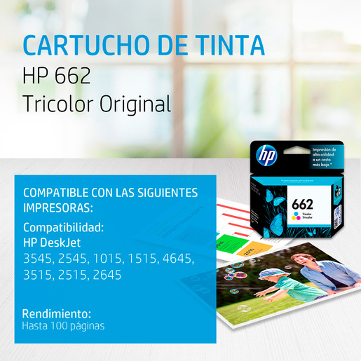 Cartucho de Tinta Hp 662 CZ104AL Tricolor 100 páginas DeskJet | Office Depot  Mexico