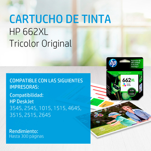 Cartucho de Tinta Hp 662XL Advantage CZ106AL Tricolor 300 páginas DeskJet  Ink Advantage | Office Depot Mexico