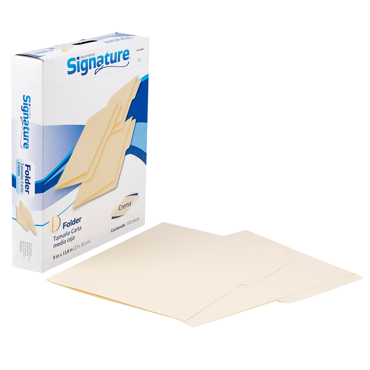 Folders Carta con Media Ceja Signature Crema 100 piezas | Office Depot  Mexico