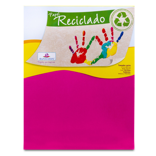 Paquete de Papel Reciclado Eurocolors 100 hojas Carta Rosa 75 gr | Office  Depot Mexico