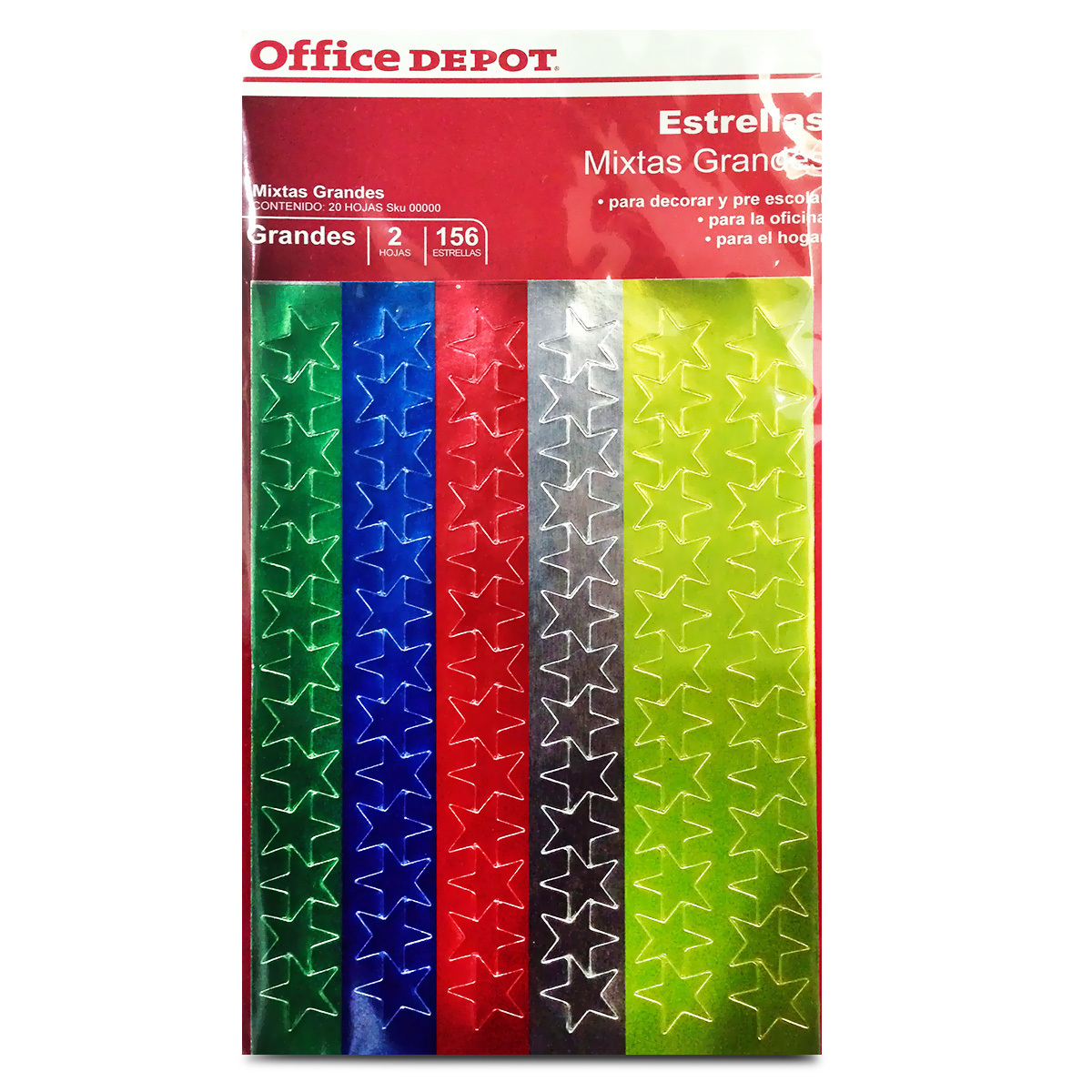 Etiquetas Adhesivas de Estrella Grande Colores surtidos 156 etiquetas | Office  Depot Mexico