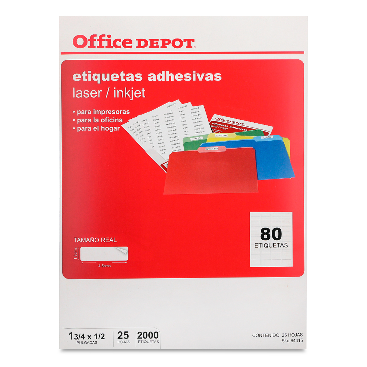 Etiquetas Adhesivas para Impresión Office Depot  x  cm Blanco 2000  etiquetas | Office Depot Mexico
