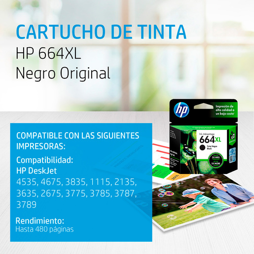 Cartucho de Tinta Hp 664 XL F6V31AL Negro 480 páginas DeskJet | Office Depot  Mexico
