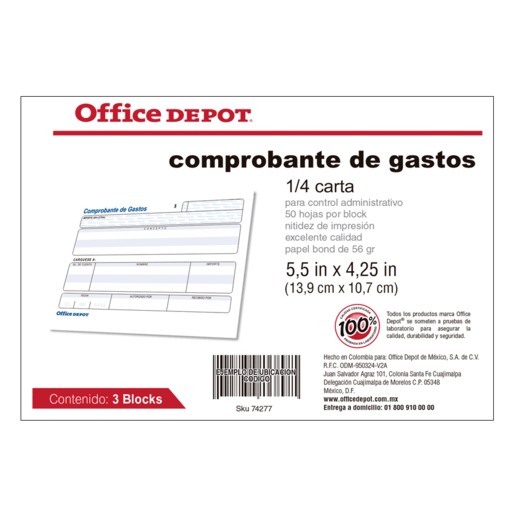 Comprobante De Gastos Office Depot 3 Pzs Formas Administrativas
