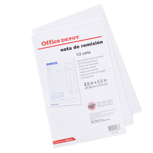 NOTA DE REMISION OFFICE DEPOT (1/2 CARTA  3 PZS.)