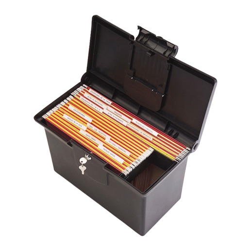 Caja de Plástico para Archivo con Llave Oficio Sablón Organifile Negro