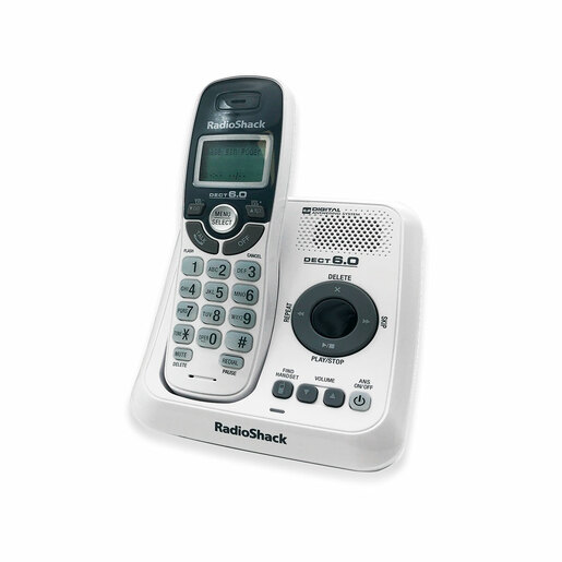 Teléfono Inalámbrico con Contestadora RadioShack CS6124 Blanco con gris | Office  Depot Mexico