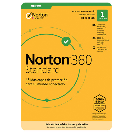 Antivirus Norton 360 Standard Licencia 1 Año 1 Dispositivo Pc Laptop Mac Dispositivos Móviles 4184