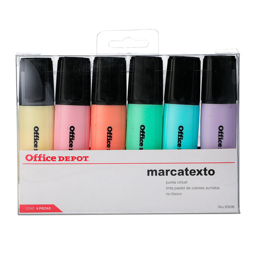 Marcatextos Pastel Office Depot Punta Cincel Colores surtidos 6 piezas | Office  Depot Mexico