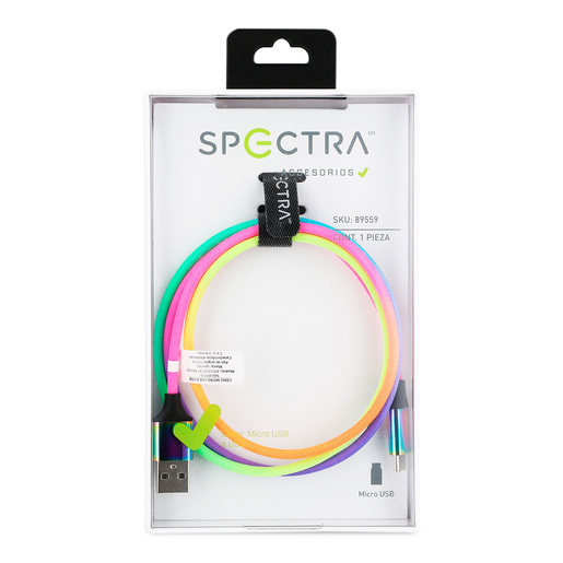 Cable USB a Lightning Spectra Arcoíris T197 Colores