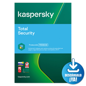 Antivirus Kaspersky Total Security Descargable Licencia 1 año 2 usuarios 5  dispositivos PC Mac Dispositivos móviles | Office Depot Mexico