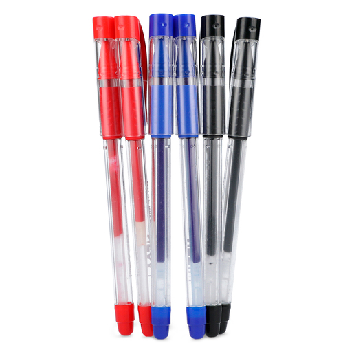 Plumas de Gel Office Depot NeoGel / Punto fino / Tinta negra roja azul / 6 piezas