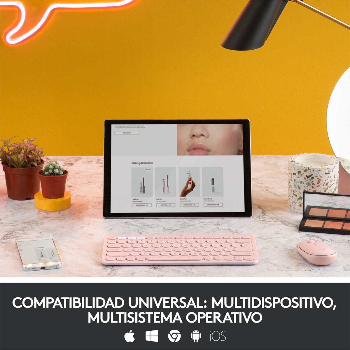 Teclado Inalámbrico Logitech K380 Bluetooth Windows Mac OS Android iOS  Estándar Rosa | Office Depot Mexico